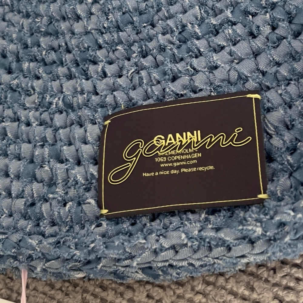 GANNI Cotton Denim Crochet Bucket Hat - Picture 7 of 11
